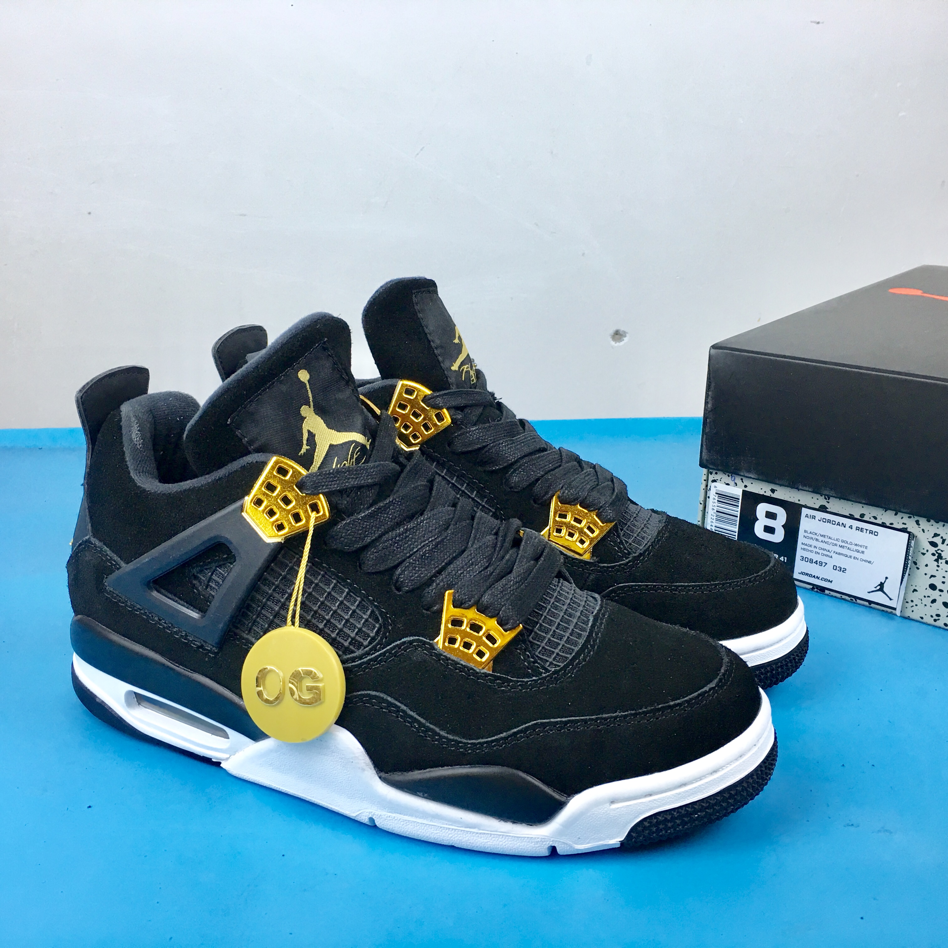 Air Jordan 4 Royalty Black Gold Shoes - Click Image to Close